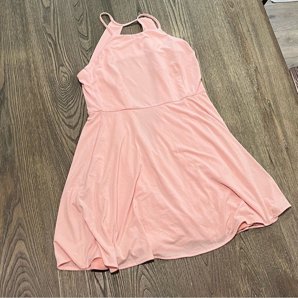 19 Cooper Skater Mini Dress Halter Neck Cut-Out Fit & Flare Light Pink Sz Large